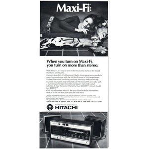 1970 Hitachi Maxi-Fi Stereo KST-3400 Vintage Print Ad Sexy Smoky Eyes Wall Art